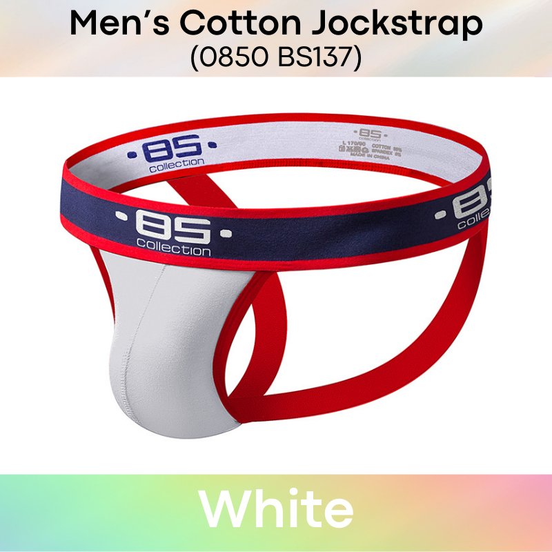 Men's Jockstrap: Cotton Double Layer Pouch Jockstrap with Wide Waistband (BS137)