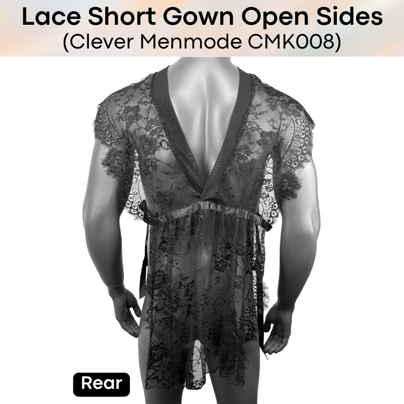 Men's Lifestyle: Nylon Floral Lace Night Gown with Side Flap (CMK008)