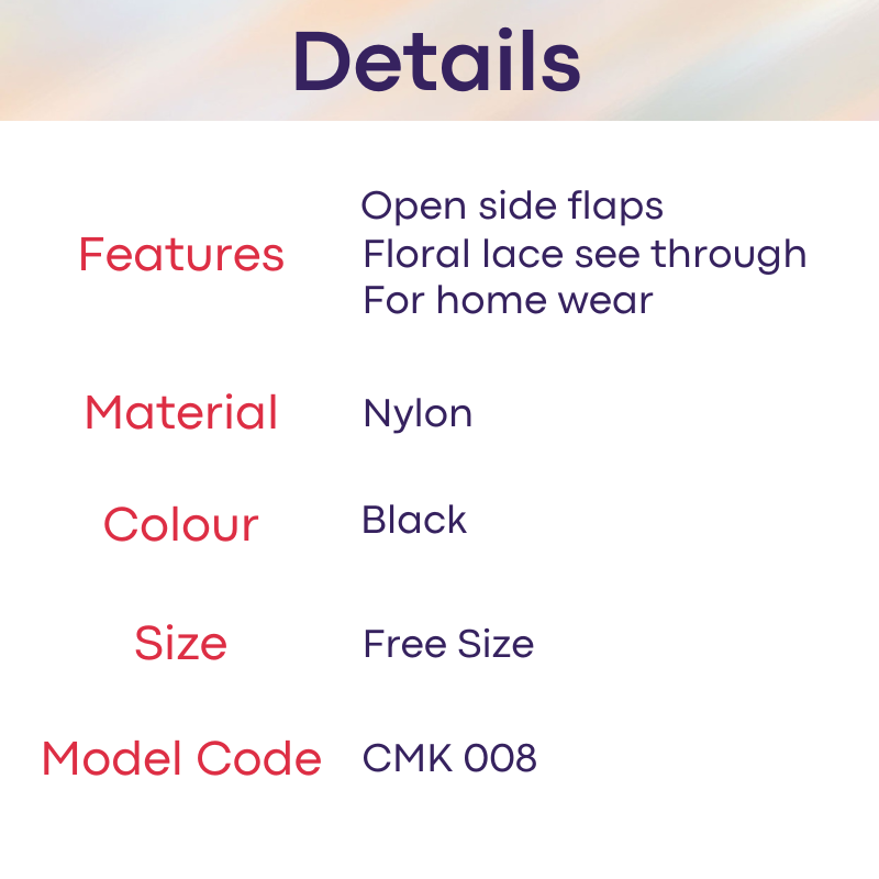 Men's Lifestyle: Nylon Floral Lace Night Gown with Side Flap (CMK008)