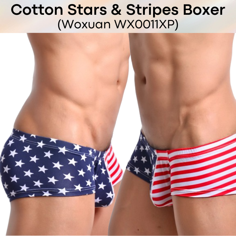 Men's Boxer: Cotton Stars & Stipes Boxer Brief Underwear (WX0011XP)