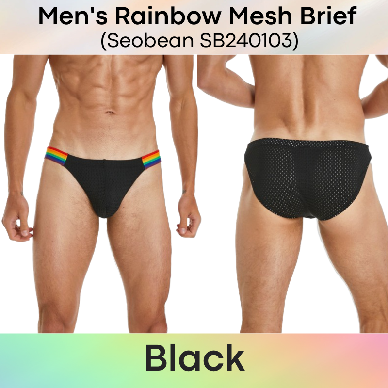 Men's Brief : Mesh Side Rainbow Brief Underwear (Seobean SB240103)