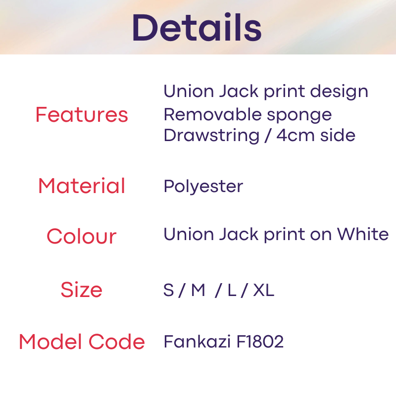 Mens Swimwear: Polyester Union Jack Print Swim Brief Trunks with Drawstring and Modesty Sponge (F1802UK)