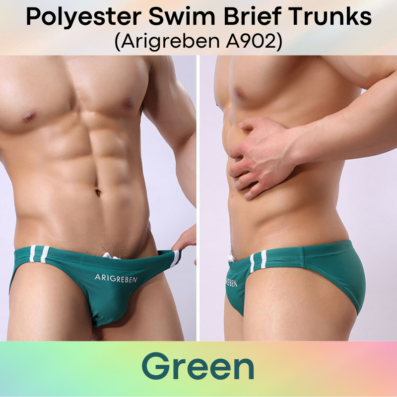 Men's Swimwear: Polyester Swimming Brief Trunks with Drawstring (A902)