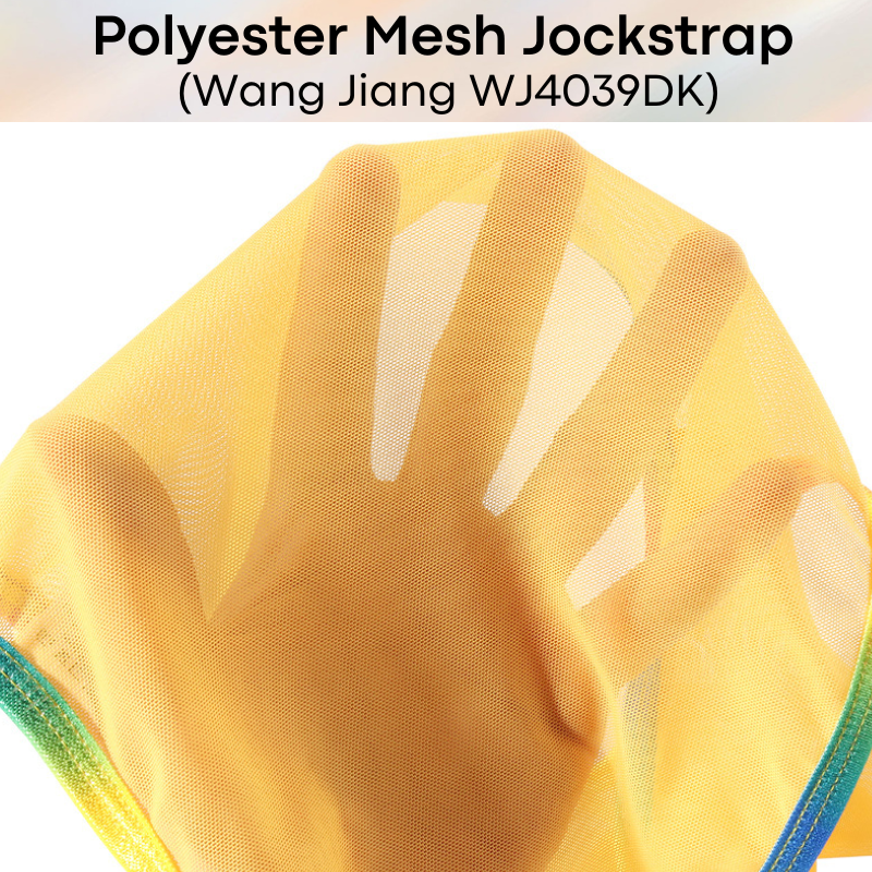 Men's Jockstrap: Polyester Mesh Jockstrap with Rainbow String Band (WJ4039DK)