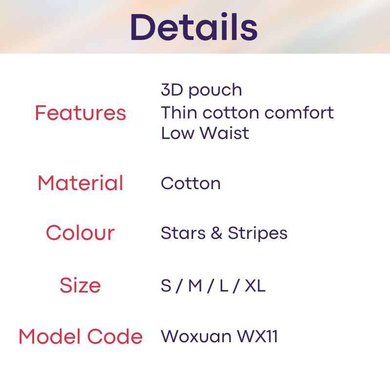 Men's Thong : Stars and Stripes Cotton Thong Underwear (Woxuan WX11)