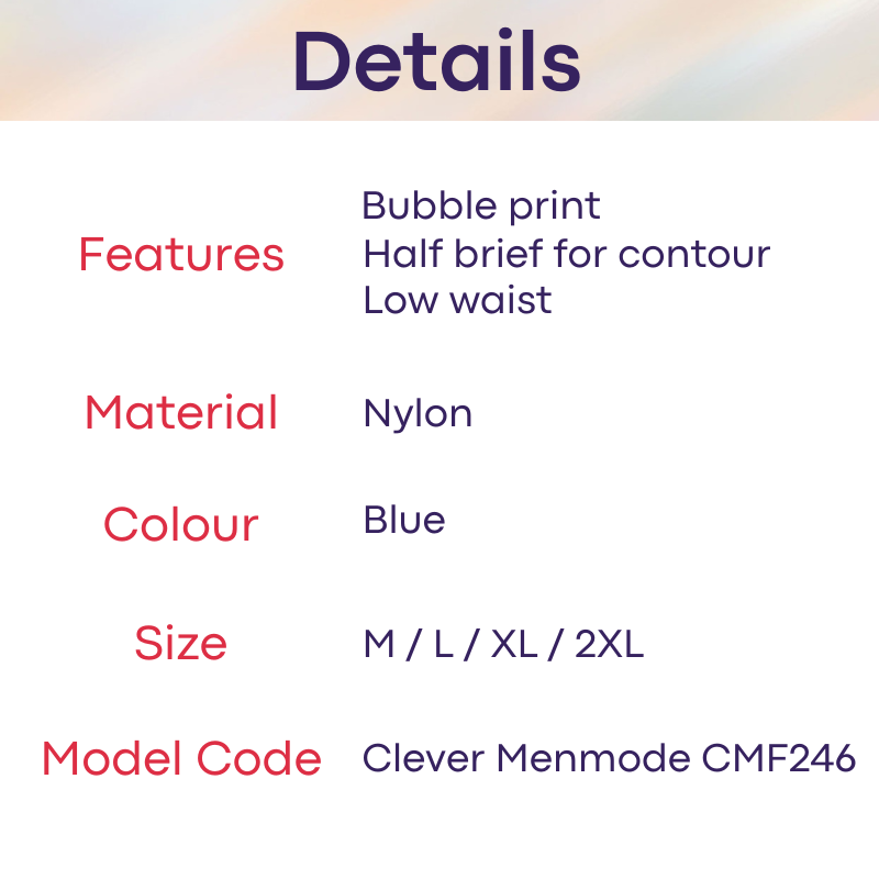 Men's Brief : Half Back Bubble Print Brief Underwear (Clever Menmode CMF246)