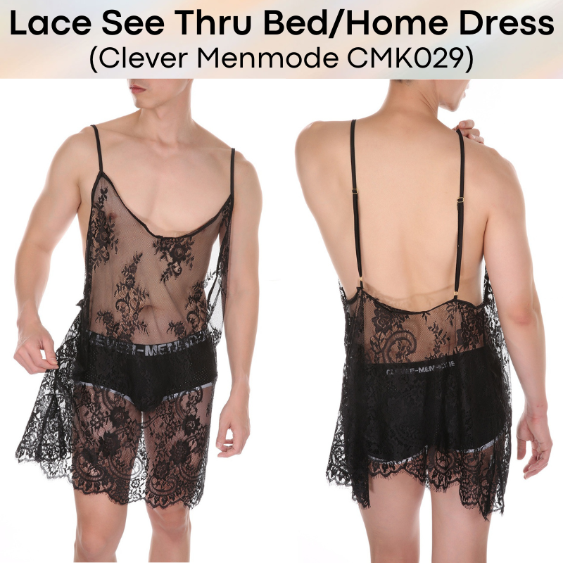 Unisex : Nylon Lace See Through Low Back Adjustable Shoulder Strap Home/Bed Dress (CMK029)