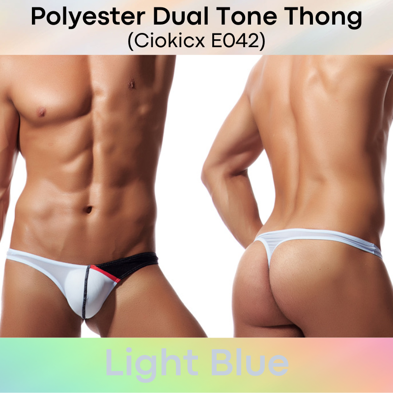 Men's Thong: Polyester Ice Silk Dual-Color Tone Low Waist Thong (E042)