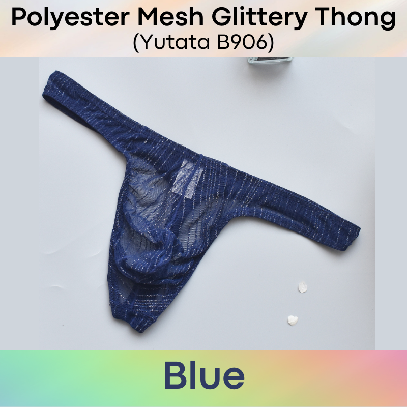 Men's Thong: Polyester Glittery Mesh Thong (B906)