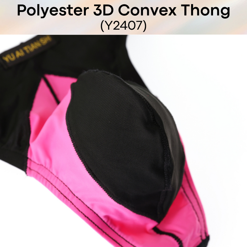 Men's Thong: Polyester 3D Convex Dual Color Tone Thong (Y2407)