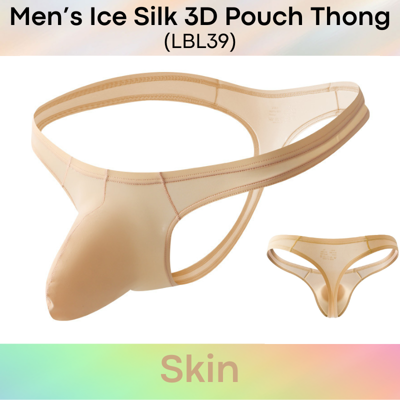 Men's Thong : Nylon Ice Silk Large 3D Pouch (LBL39)