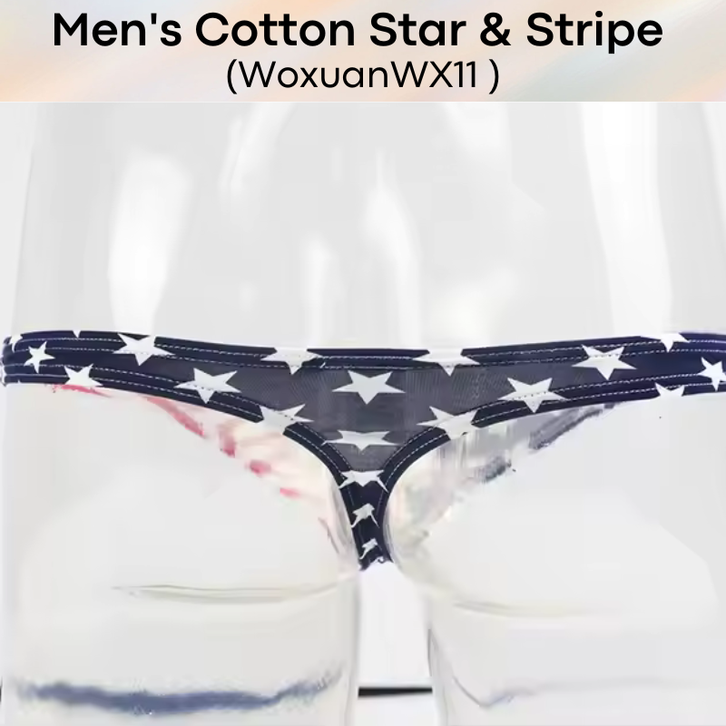 Men's Thong : Stars and Stripes Cotton Thong Underwear (Woxuan WX11)