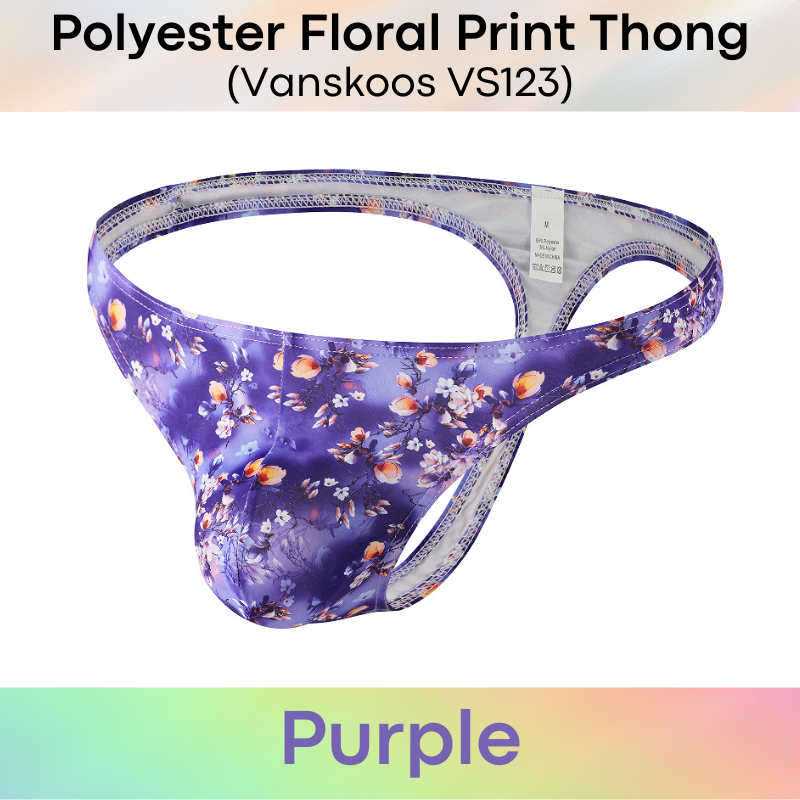 Men's Thong: Polyester Floral Print Thong Underwear (VS123)