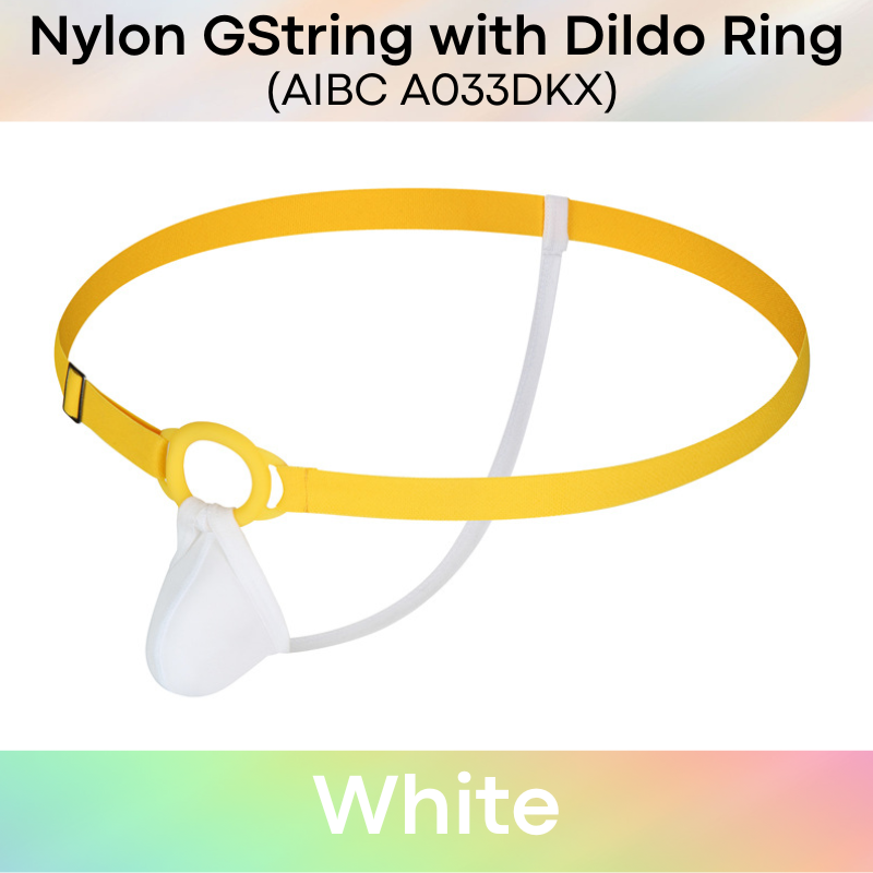 Men's GString: Nylon Thin Pouch GString with Adjustable Wastband and Dildo Insert Ring (A033DKX)