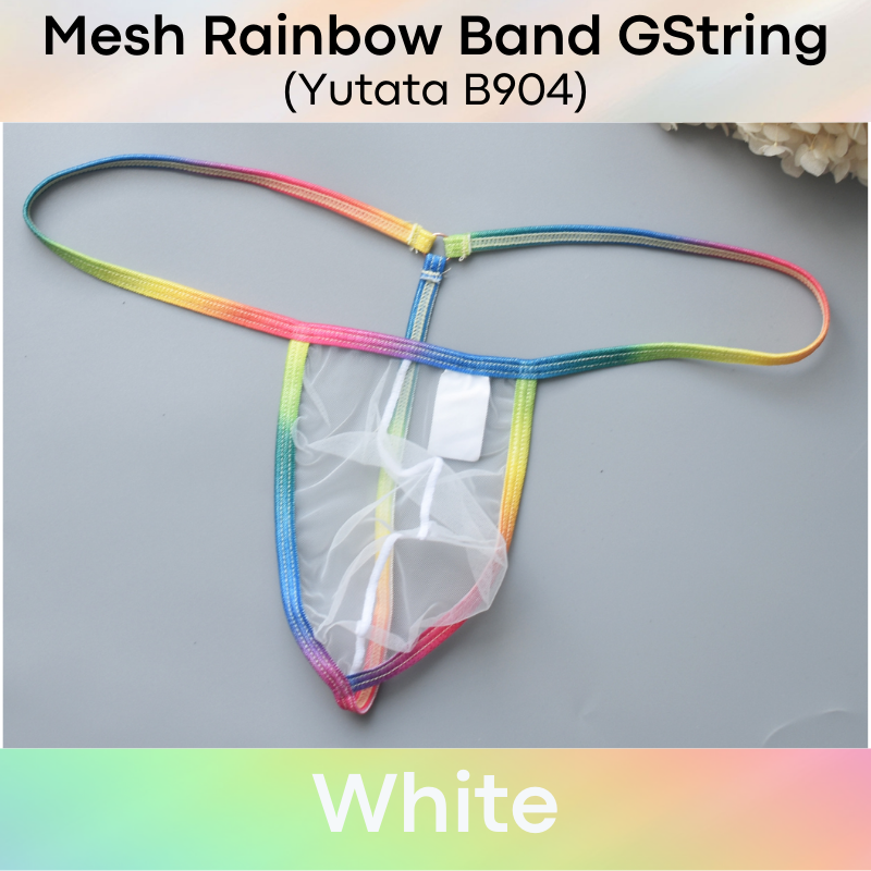 Men's GString: Rainbow Band Mesh GString (B904)