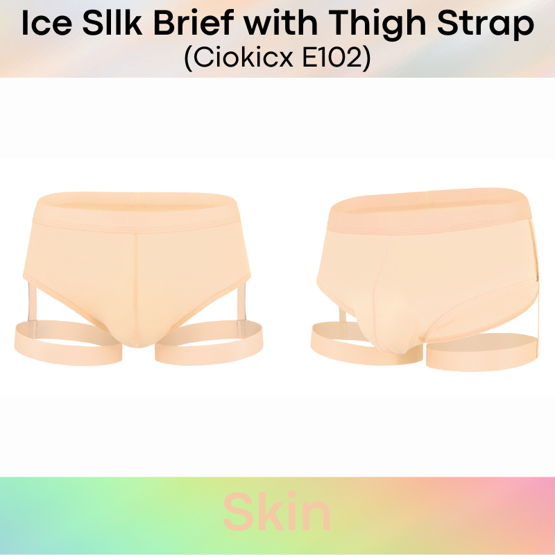 Men's Brief : Polyester Ice Silk Thin Brief with Thigh Strap (Ciokicx E102)