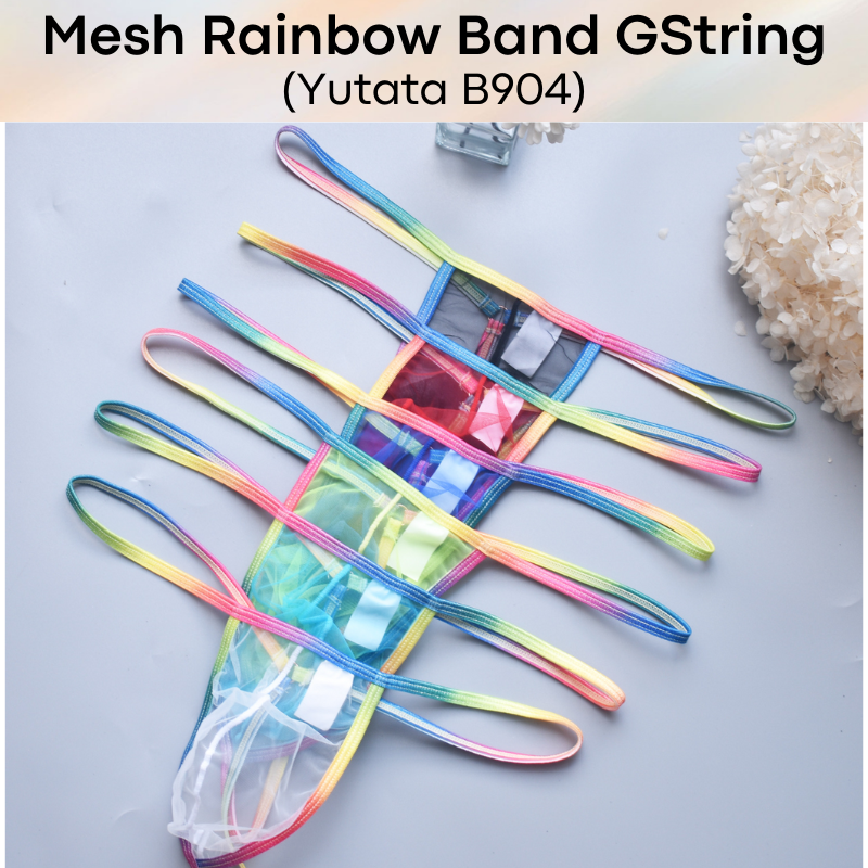 Men's GString: Rainbow Band Mesh GString (B904)
