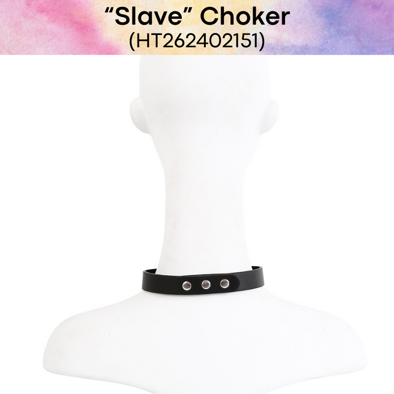 Men's Lifestyle: PU Choker with "Slave" Glittery Embellishment with Adjustable Stud Button (HT262402151)