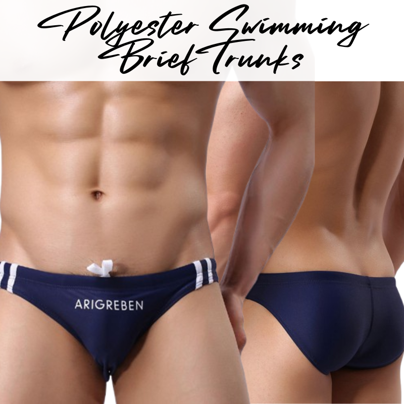Men's Swimwear: Polyester Swimming Brief Trunks with Drawstring (A902)