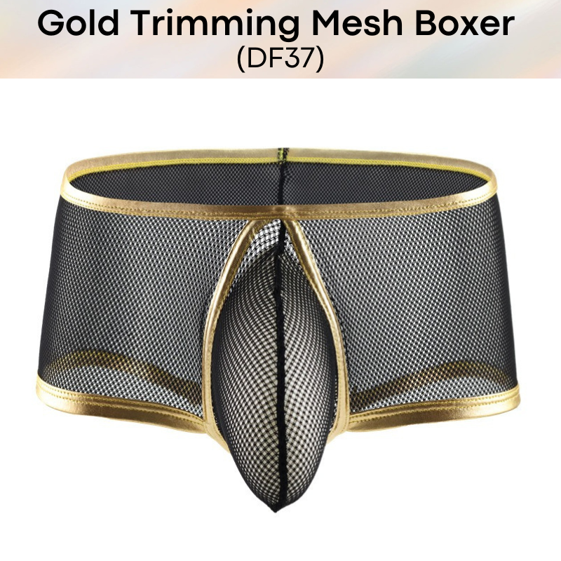 Men's Boxer : Polyester Mesh Boxer with Gold Trimmings (DF37)