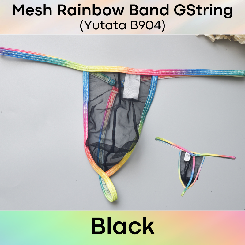 Men's GString: Rainbow Band Mesh GString (B904)