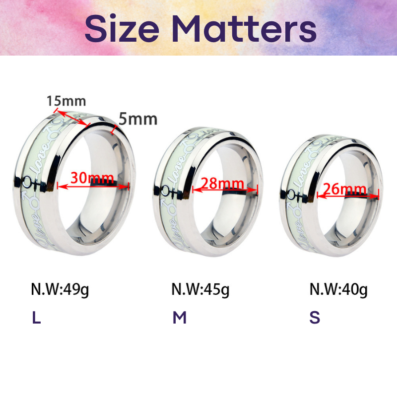 Adult Toy : Glow in the Dark Love 304 Stainless Steel Penis Ring (AL646504754959)