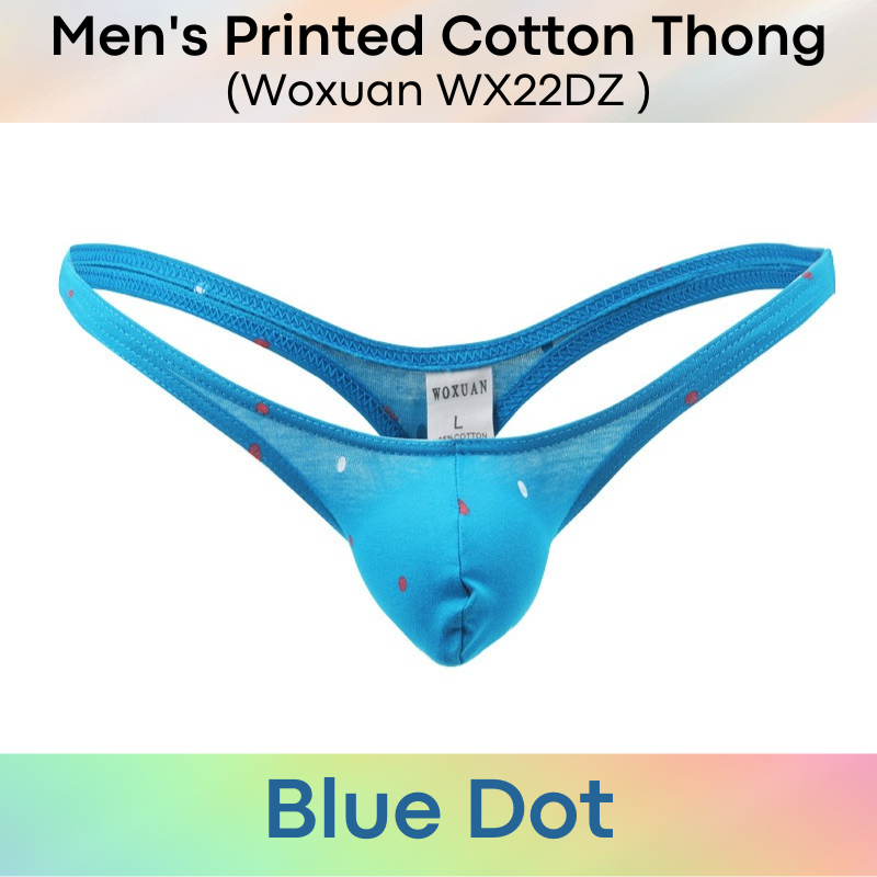 Men's Thong : Star / Dot Print Cotton Thong (Woxuan WX22DZ)