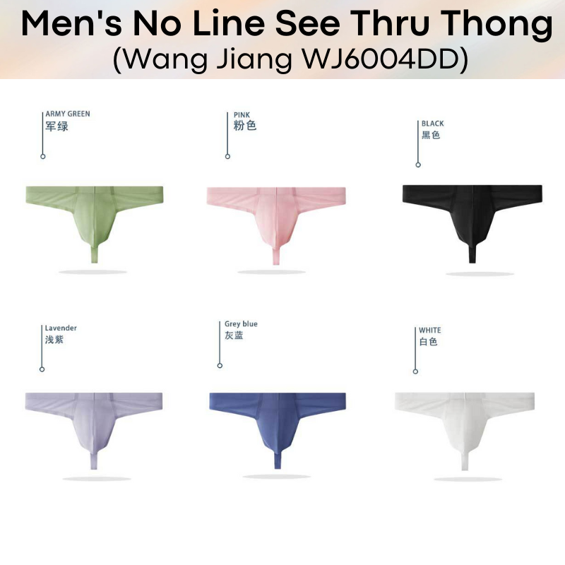 Mens Thong: No Line See Thru Polyester Thong Underwear (WJ6004DD)