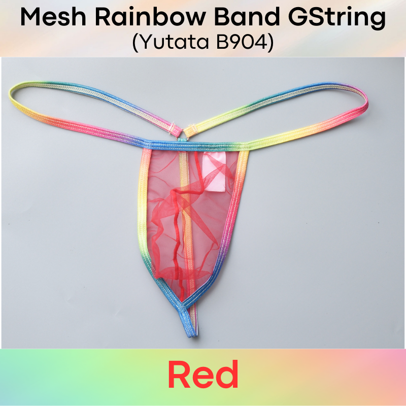 Men's GString: Rainbow Band Mesh GString (B904)