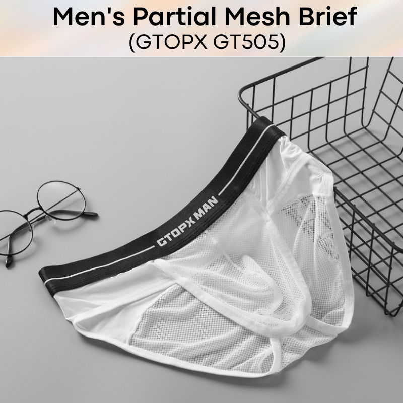 Men's Brief: Partial Cover Partial Mesh Brief (GT505)