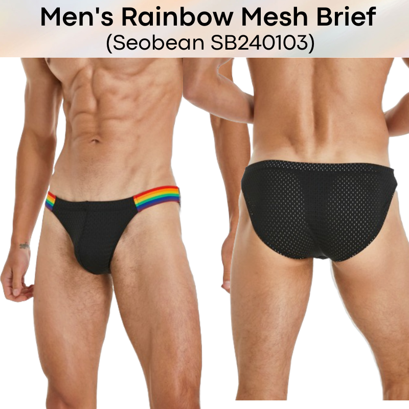 Men's Brief : Mesh Side Rainbow Brief Underwear (Seobean SB240103)