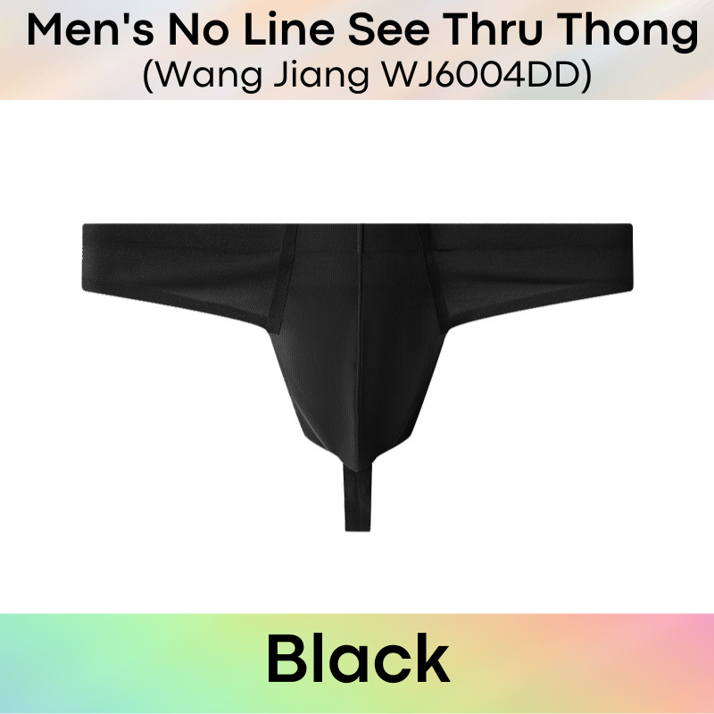 Mens Thong: No Line See Thru Polyester Thong Underwear (WJ6004DD)