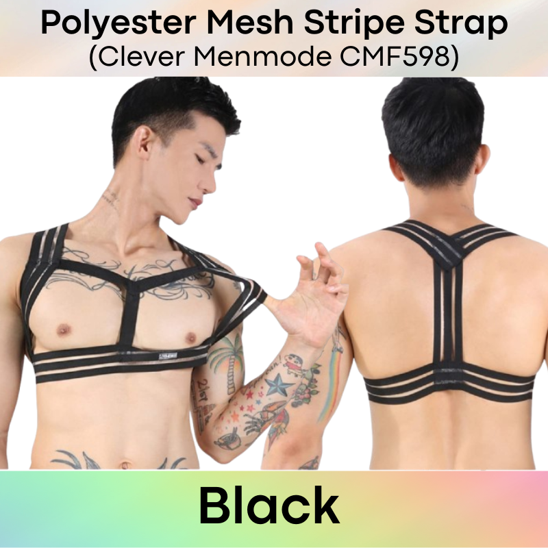 Men's Strap: Polyester Mesh Stripe Harness Chest Strap (CMF598)
