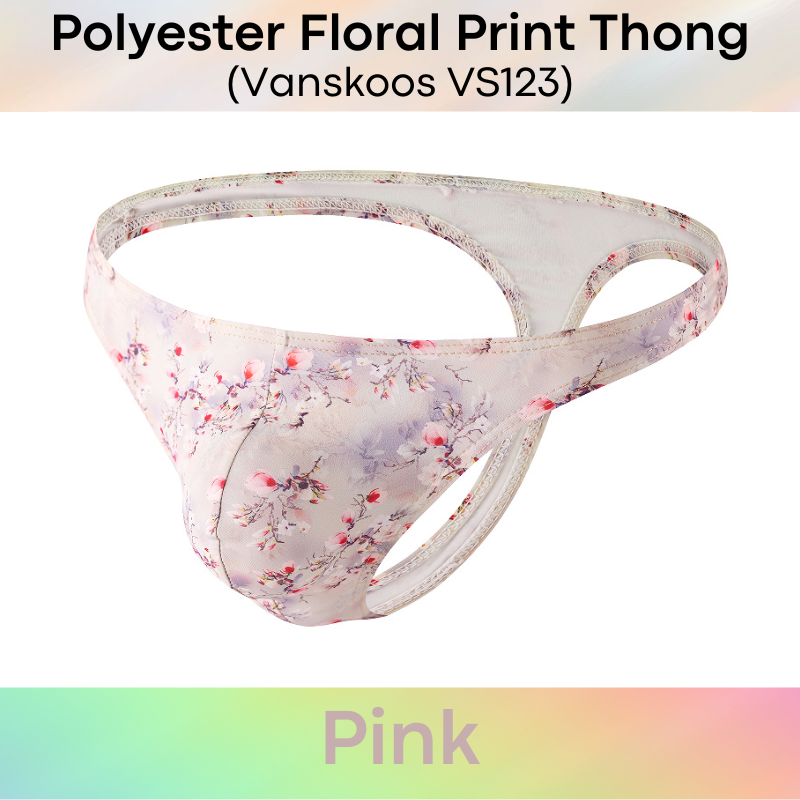 Men's Thong: Polyester Floral Print Thong Underwear (VS123)