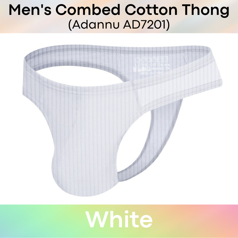 Men's Thong : Combed Cotton Half Back Thong Underwear (Adannu AD7201)