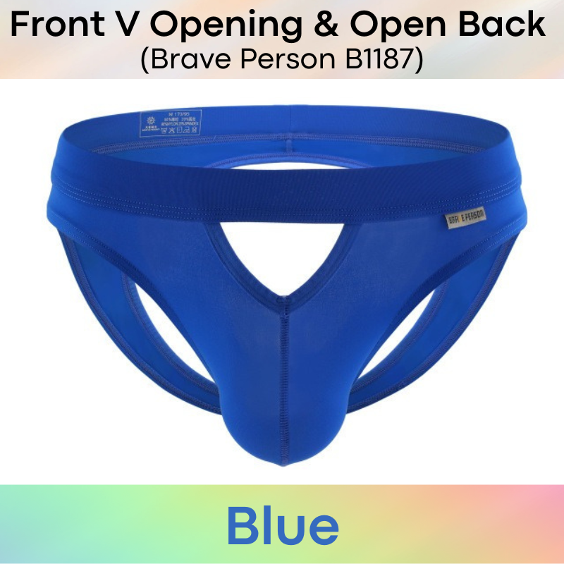 Men's Brief : Front V Opening/Open Back Underwear (Brave Person BP1187)