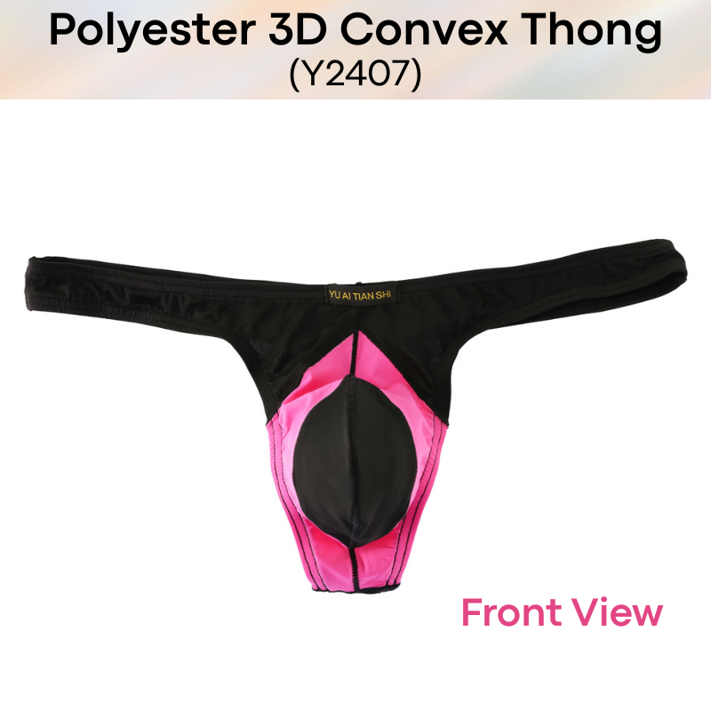 Men's Thong: Polyester 3D Convex Dual Color Tone Thong (Y2407)