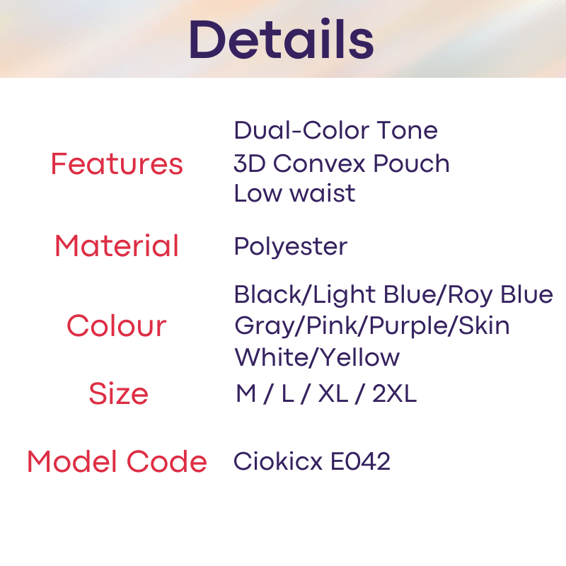 Men's Thong: Polyester Ice Silk Dual-Color Tone Low Waist Thong (E042)
