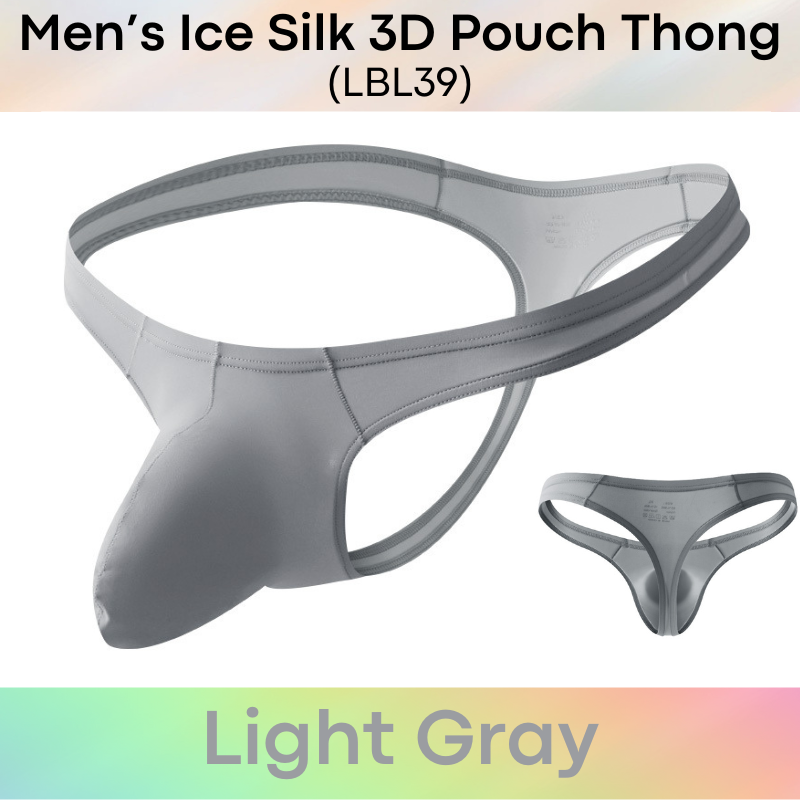 Men's Thong : Nylon Ice Silk Large 3D Pouch (LBL39)