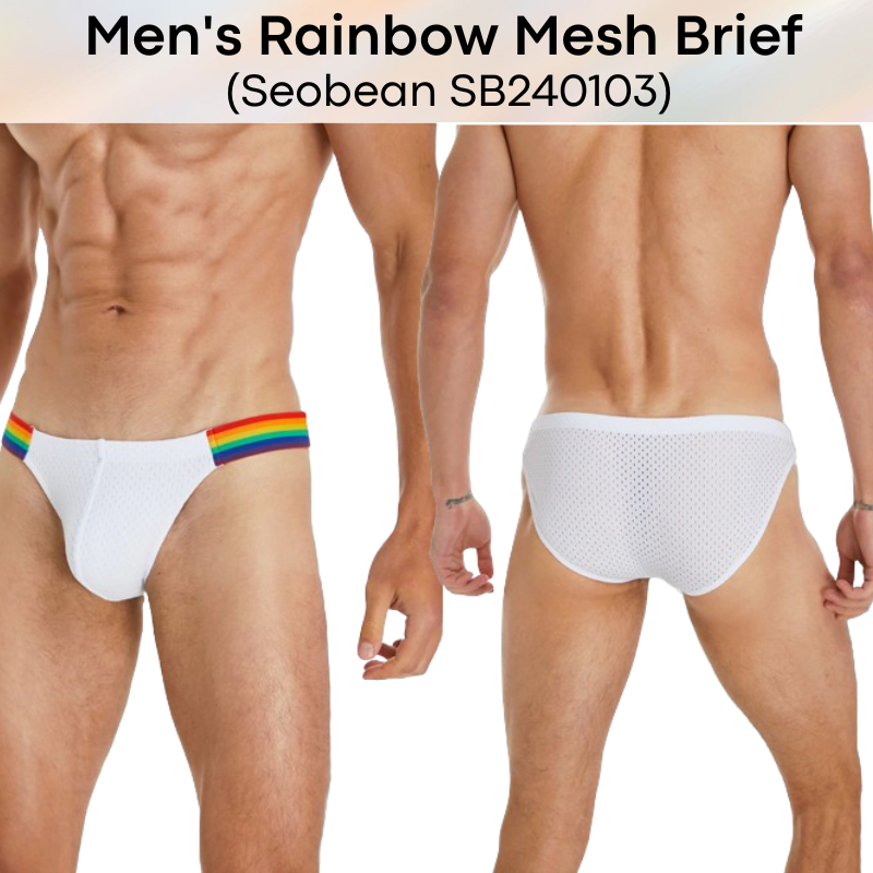 Men's Brief : Mesh Side Rainbow Brief Underwear (Seobean SB240103)