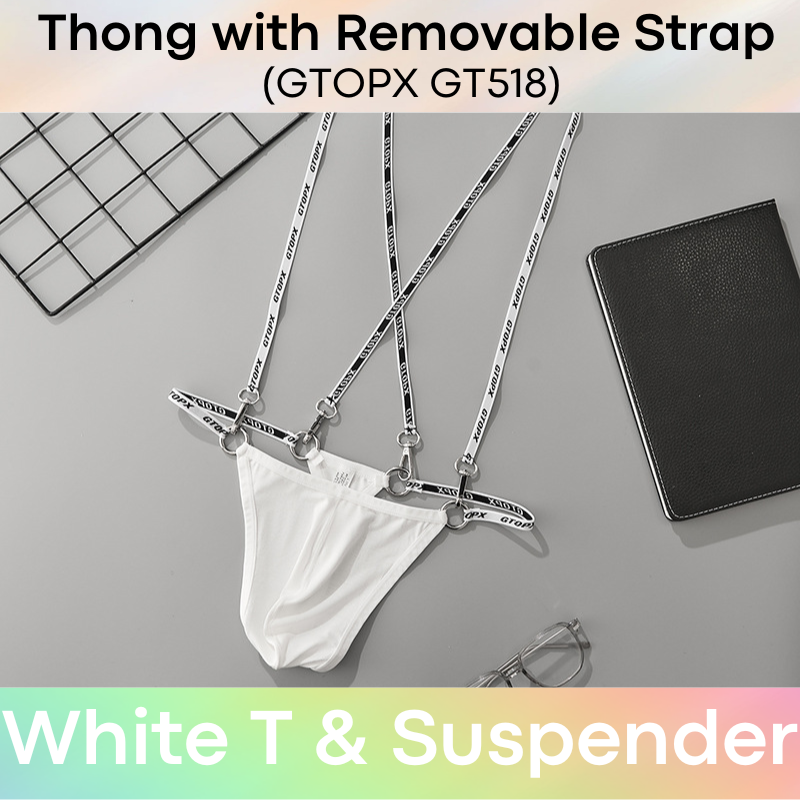 Men's Thong: Viscose Fibre Thong and Removable Suspender Set (GT518/GT519)