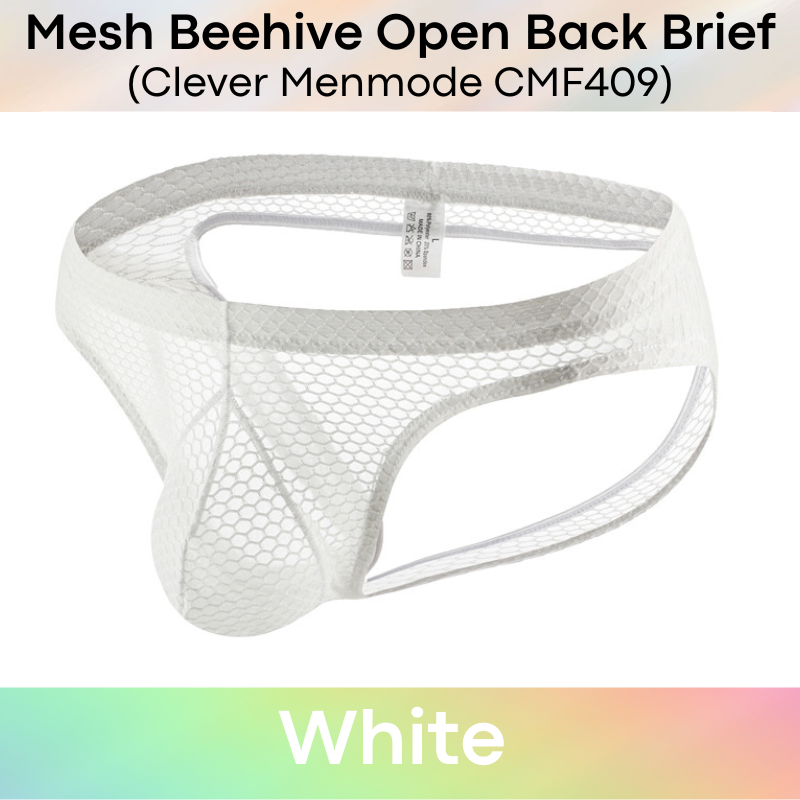 Men's Brief: Polyester Mesh Beehive Open Back Brief (CMF409)
