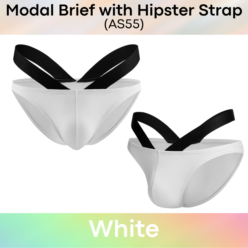 Men's Brief: Modal Bikini Brief with Hip V Strap Underwear (AS55)