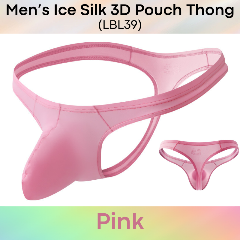 Men's Thong : Nylon Ice Silk Large 3D Pouch (LBL39)