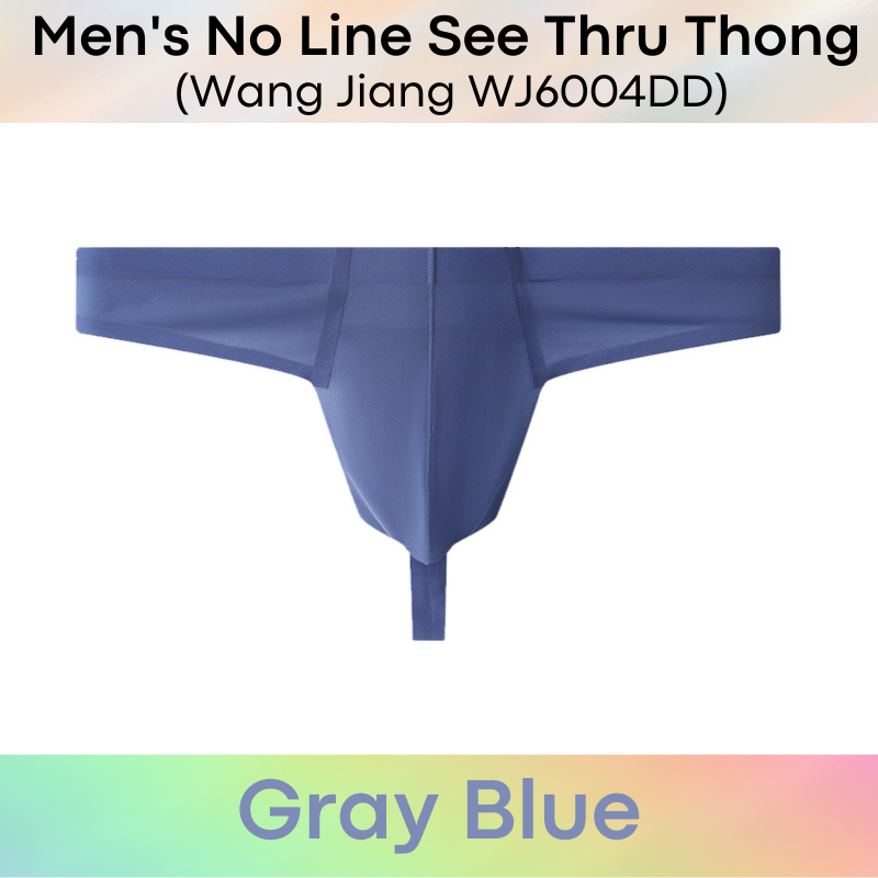 Mens Thong: No Line See Thru Polyester Thong Underwear (WJ6004DD)