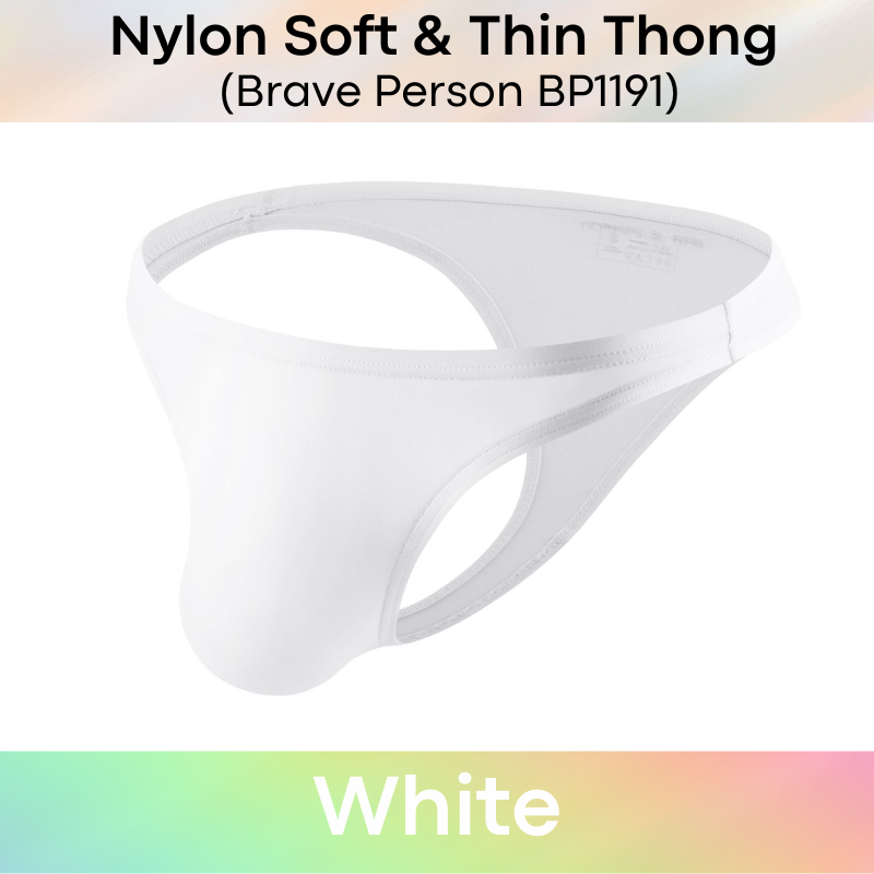 Men's Thong: Nylon Wide Front Close to Skin Thong Underwear (BP1191)