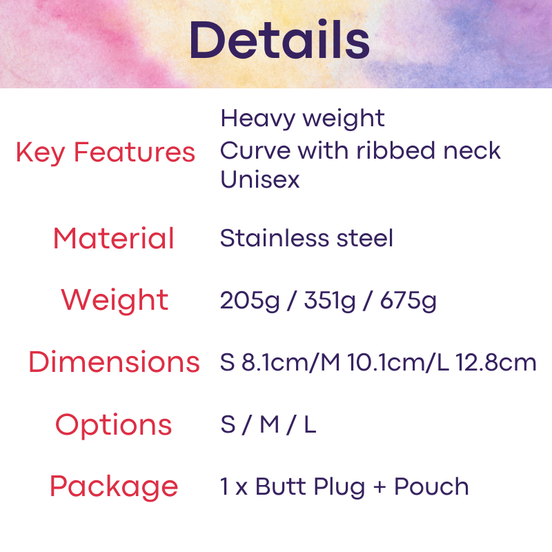 Adult Toy : Stainless Steel Heavy Weight Curved Head Butt Plug (LHDBP1)