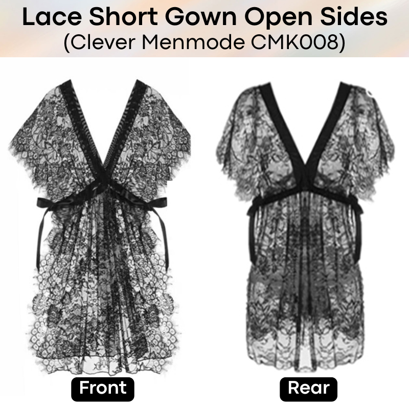 Men's Lifestyle: Nylon Floral Lace Night Gown with Side Flap (CMK008)