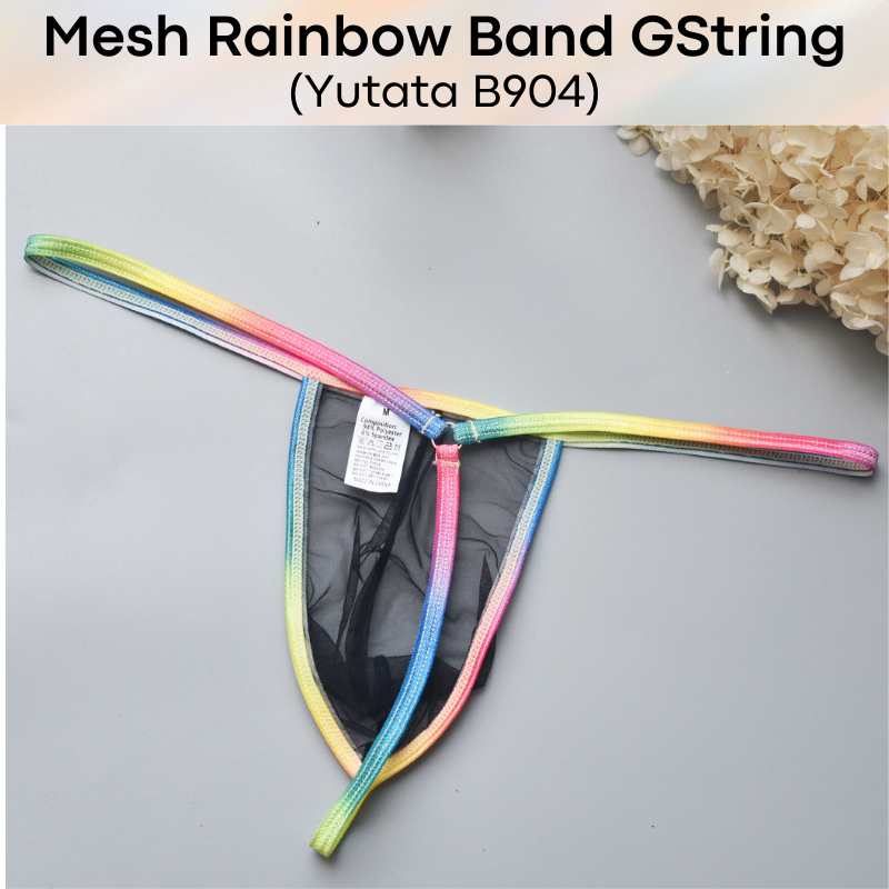 Men's GString: Rainbow Band Mesh GString (B904)