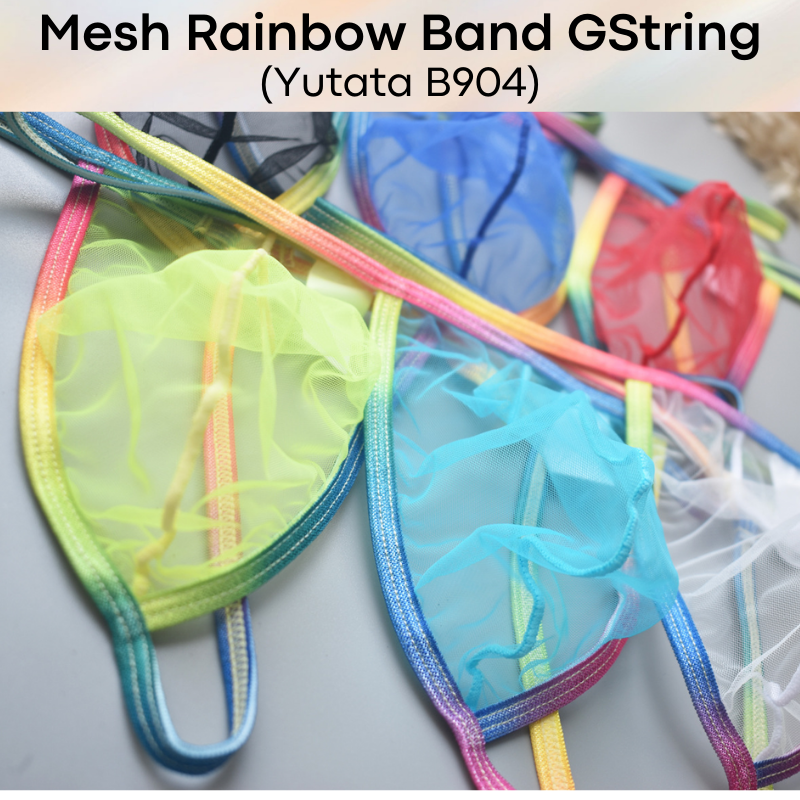 Men's GString: Rainbow Band Mesh GString (B904)